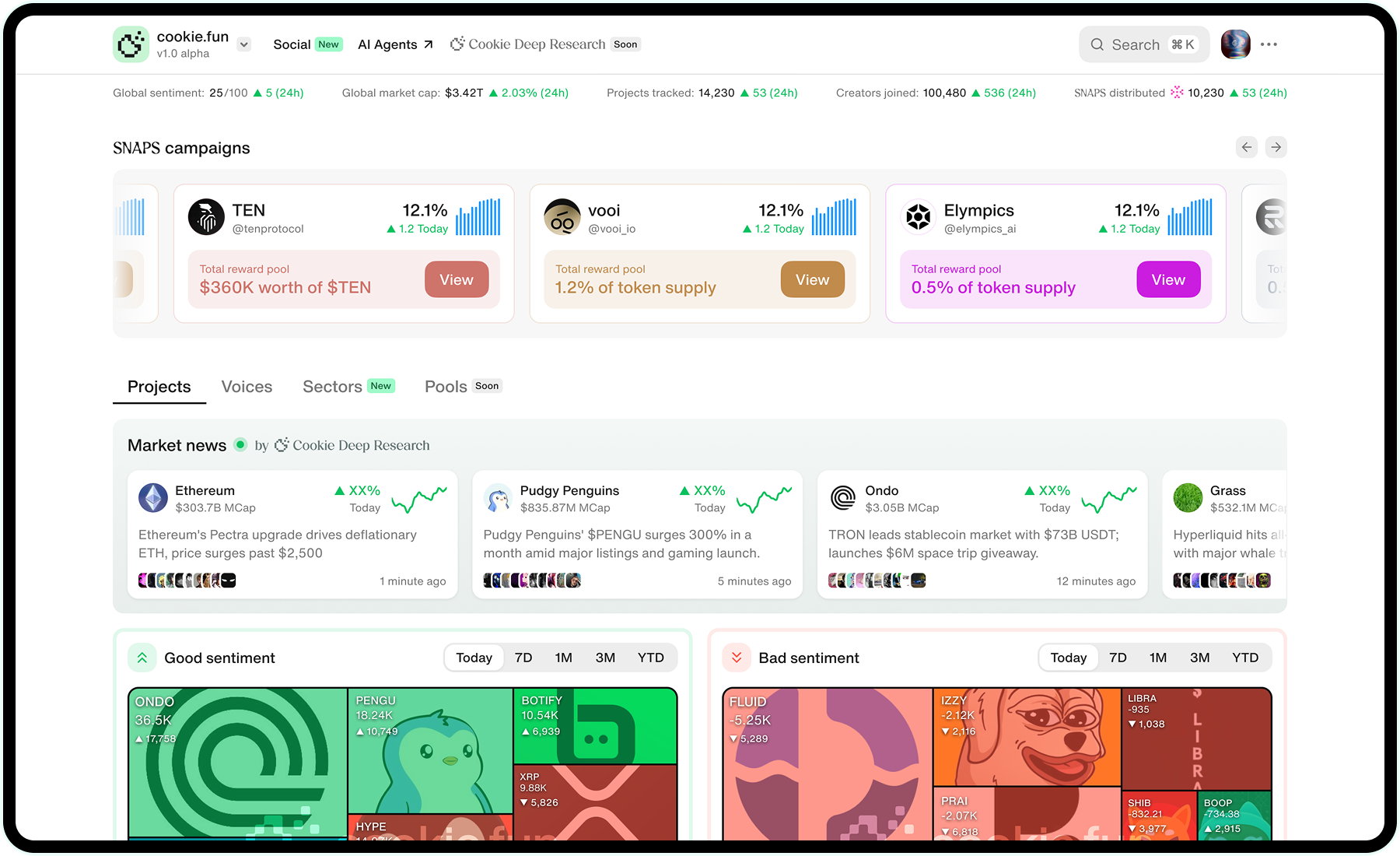 Homepage with Snaps integration
