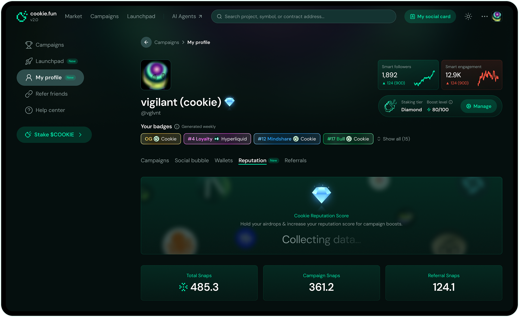 Revised user profile (Reputation tab)