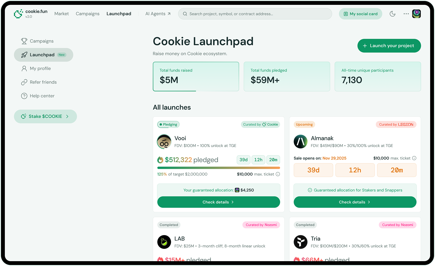 Launchpad homepage
